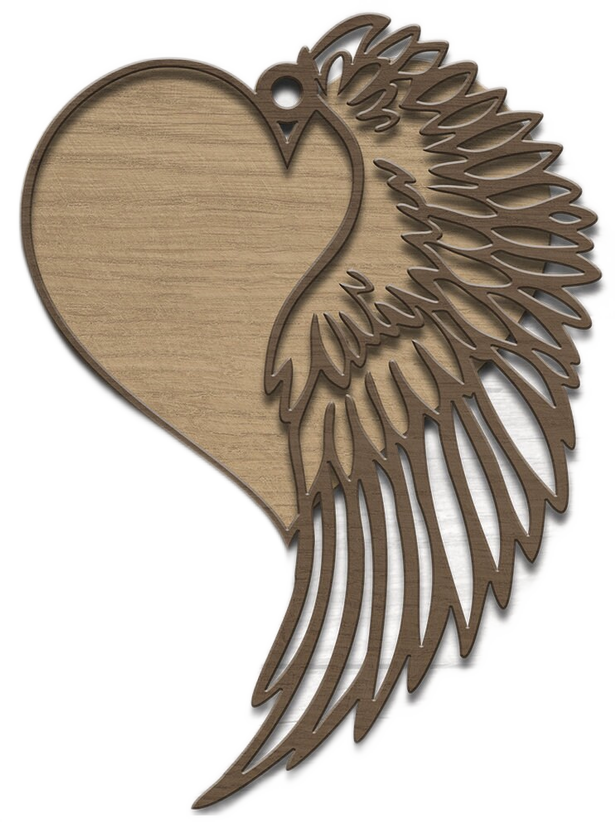 Heart and Angel Wing Memorial Ornament