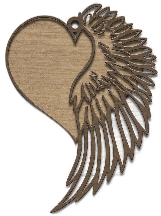 Heart and Angel Wing Memorial Ornament